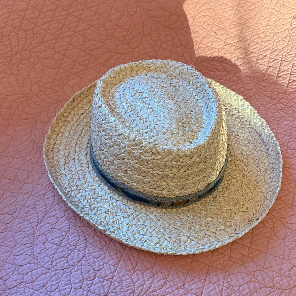 Stylish Dorfman Genuine Raffia Pacific Tan Straw Golf Hat with Green Band - Picture 2 of 12